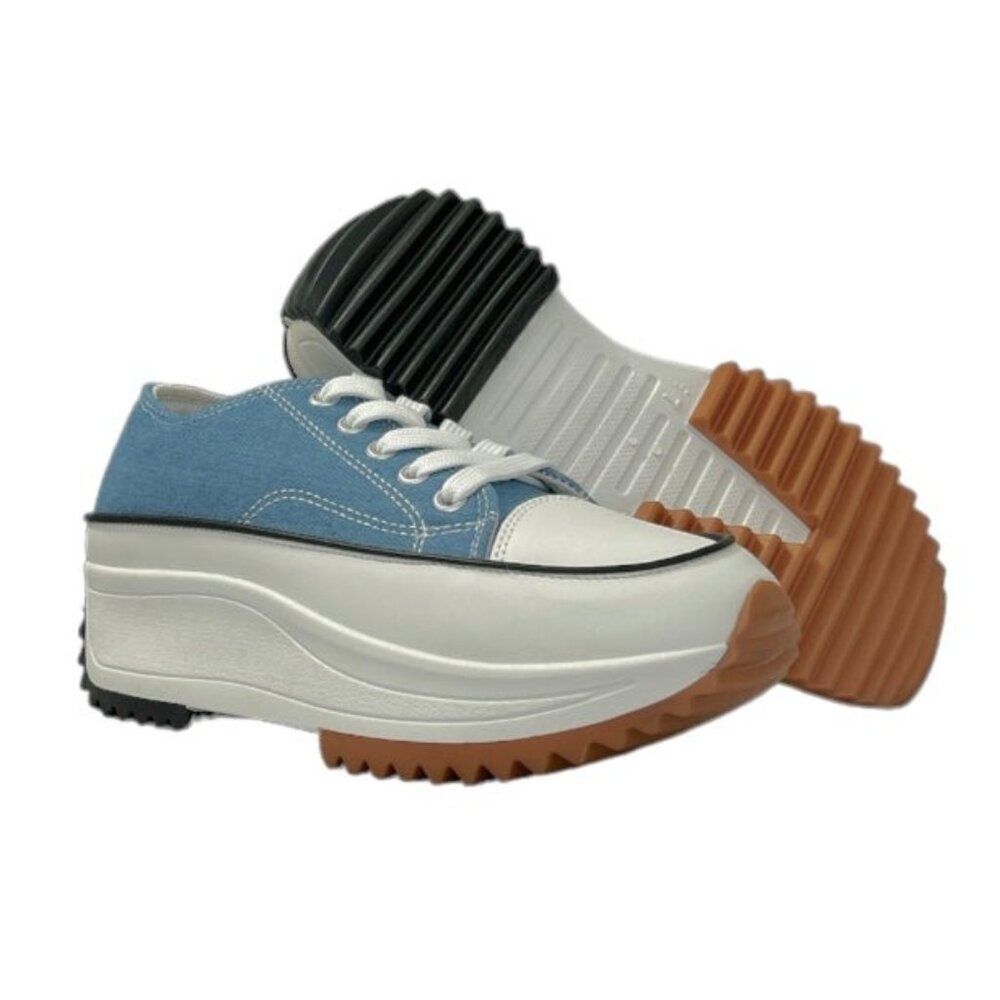 ETA SHOES WALK-1 Women's Low Top Platform Fashion Sneakers Blue Denim